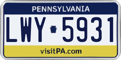 PA license plate LWY5931