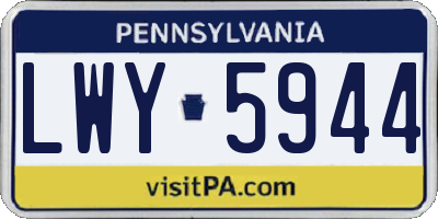 PA license plate LWY5944
