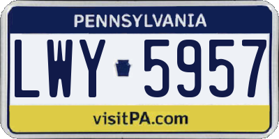 PA license plate LWY5957