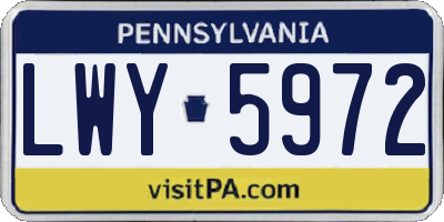 PA license plate LWY5972