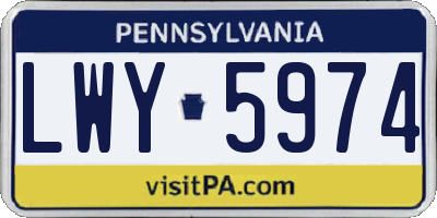 PA license plate LWY5974