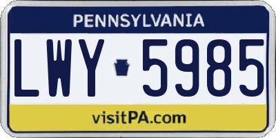 PA license plate LWY5985