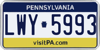 PA license plate LWY5993