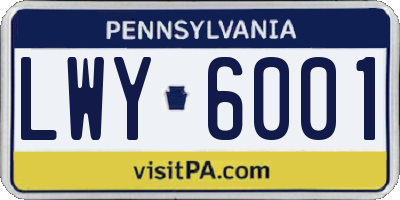 PA license plate LWY6001