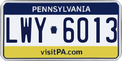 PA license plate LWY6013