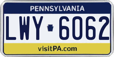 PA license plate LWY6062