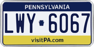 PA license plate LWY6067