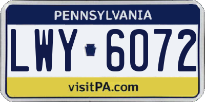 PA license plate LWY6072