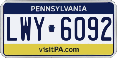 PA license plate LWY6092