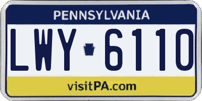 PA license plate LWY6110