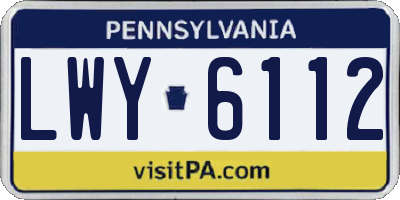 PA license plate LWY6112