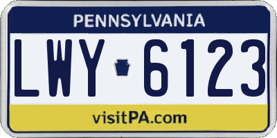 PA license plate LWY6123