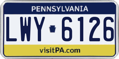 PA license plate LWY6126