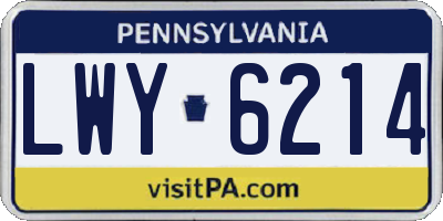 PA license plate LWY6214