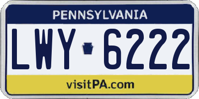 PA license plate LWY6222