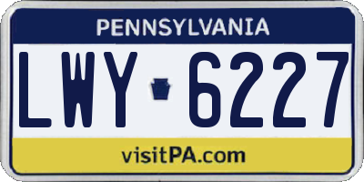 PA license plate LWY6227