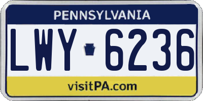 PA license plate LWY6236