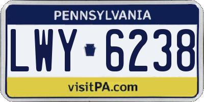 PA license plate LWY6238