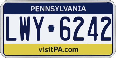 PA license plate LWY6242