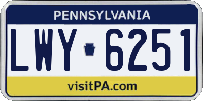 PA license plate LWY6251