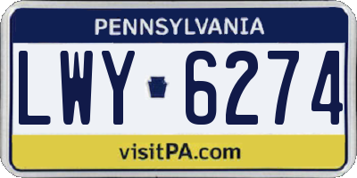 PA license plate LWY6274