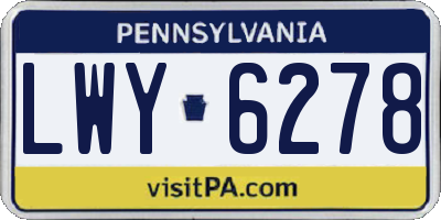 PA license plate LWY6278
