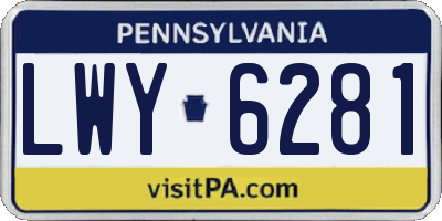 PA license plate LWY6281