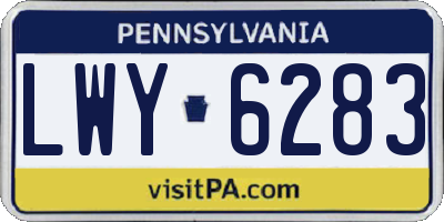PA license plate LWY6283