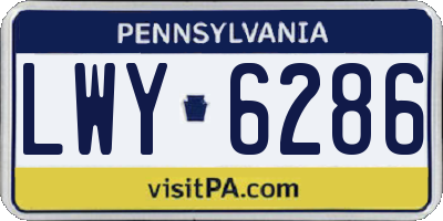 PA license plate LWY6286