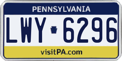 PA license plate LWY6296