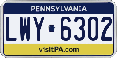 PA license plate LWY6302