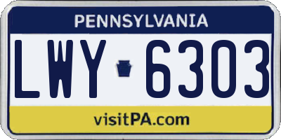 PA license plate LWY6303