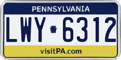 PA license plate LWY6312