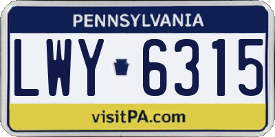 PA license plate LWY6315