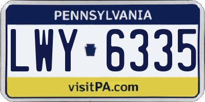 PA license plate LWY6335