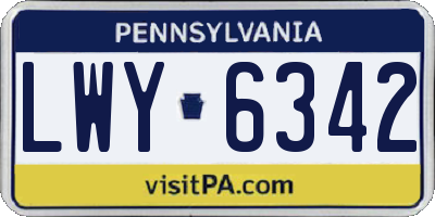 PA license plate LWY6342