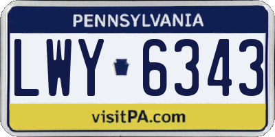 PA license plate LWY6343