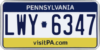 PA license plate LWY6347