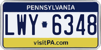 PA license plate LWY6348