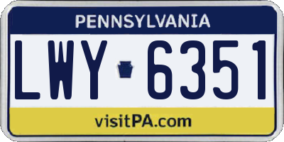 PA license plate LWY6351