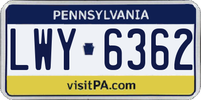 PA license plate LWY6362