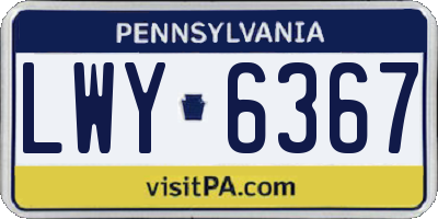 PA license plate LWY6367