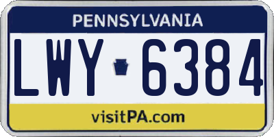 PA license plate LWY6384