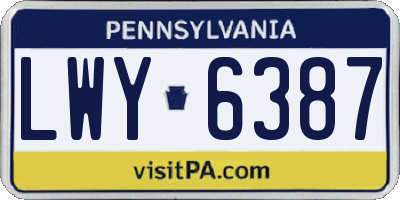 PA license plate LWY6387