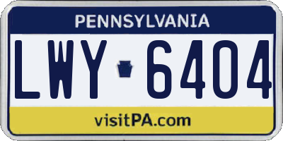 PA license plate LWY6404