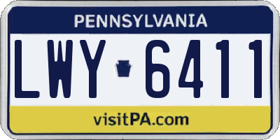 PA license plate LWY6411