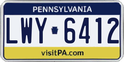 PA license plate LWY6412