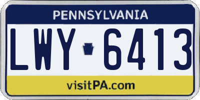 PA license plate LWY6413