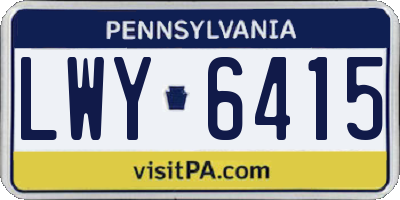 PA license plate LWY6415