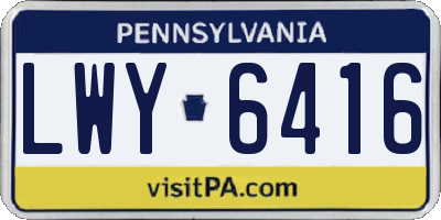 PA license plate LWY6416